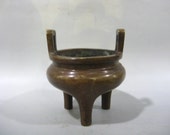 Unique Nice Beautiful Chinese Antique Da Qing Qian Long Old Copper Bronze 鼎 Censer With Spider Pattern