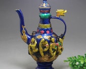 Fine Old Chinese Antique Da Ming Xuan De 大明宣德 Copper Bronze colour enamels Teapot