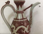 Beautiful Old Chinese Antique Ming Dynasty 大明宣德Underglaze Red Porcelain Dragon Teapot