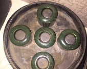 One Vintage Beautiful Nice Chinese Antique Oriental Handicraft Old Jasper Carved Jadeite Thumb Ring With Rosewood Box