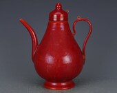 Beautiful Old Chinese Antique Ming Dynasty 大明弘治 Red Glaze porcelain Dragon Teapot
