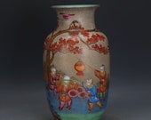 Fine Chinese Antique Qing Dynasty Qian Long 清代 Famille Rose Porcelain Boy Vase