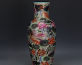 Big Nice Chinese Antique Qing Dynasty Qian Long 清代 Famille Rose Porcelain Fish Vase