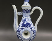 Beautiful Old Chinese Antique Ming Dynasty 大明宣德 Blue White Porcelain Kylin Teapot