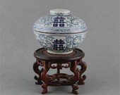 Great Chinese Antique Blue White Porcelain Xi Zi Cover Pot