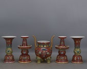 A Set Nice Chinese Antique Qing Dynasty Qian Long 清代 Famille Rose Porcelain candlestick