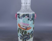 Fine Beautiful Chinese Antique Old Qing Dynasty Yong Zheng Emperor 清代雍正 Famille Rose Porcelain Hand painting Figure Vase