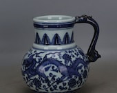 Nice Chinese Antique Old Ming Dynasty Xuan De 明代宣德 Blue White Porcelain Dragon Teapot