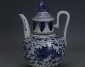 Fine Chinese Antique Old Ming Dynasty Xuan De Emperor 明代宣德 Blue White Porcelain Dragon Teapot