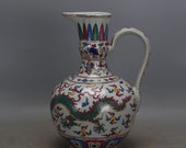 Fine Chinese Antique ming Dynasty 明代 Five Colours Porcelain Dragon Phoenix teapot