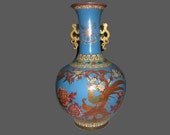 Unique Chinese Antique Da Qing QianLong Dynasty Famille-Rose Porcelain Vase With Phoenix