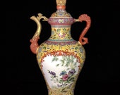 Rare Fine Big Chinese Antique Qing Dynasty Qian Long 清代乾隆 Famille Rose Porcelain Flowers Bird Teapot