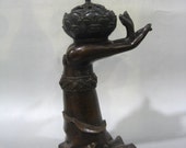 Unique Nice Beautiful Chinese Antique Da Qing Qian Long Old Copper Bronze 鼎 Censer With Hand Pattern