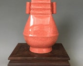 Rare Chinese Old Antique Song Dynasty 宋代 Guanware Ruyao Red Glaze Porcelain Two Ear VASE