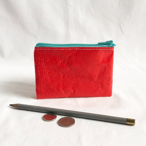 Pelican: MADE TO ORDER - Upcycled Plastic Bag Zip pouch - large coin purse or card holder