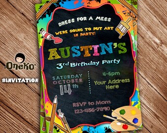 SALE 50% OFF Art Party Invitation - Art Birthday Invitation - Art Birthday Party - Paint Party Invitation - Printable Invitation