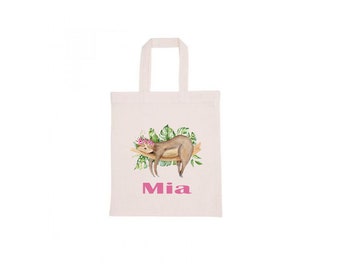 Personalised bag, personalised  library bag, Book Bag Personalised,  Personalized Children bag, book bag , Sloth Bag, Animal, Library bag