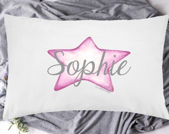 Personalised Pillowcase, Custom Pillowcase, Girls Pillowcase, Custom Pillow Cover, Pillowcase, Custom Bedding, Star Pillowcase