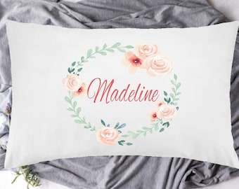 Personalised Pillowcase, Custom Pillowcase, Gift for girls ,Kids Pillowcase, name pillowcase, Custom gift, bedroom pillow, Floral Pillowcase