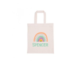 Pesonalised bag, Library Book Bag, Book Tote Bag, Personalized Tote Bag, Tote Bag, Personalized bag,  Personalized Children bag, Rainbow Bag