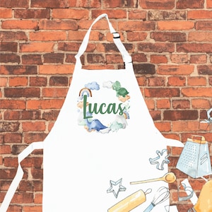 Personalised Apron, Dinosaur Apron, Personalized Apron, Chef Apron, Birthday Gift, Christmas Gift, Apron Custom, Aprons For Kids,