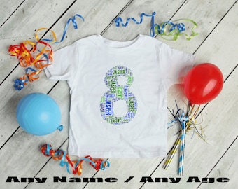 Two Colour Birthday tshirt, Personalised tshirt, Personalized birthday tshirt, Personalised Birthday T-shirt. Name in Number Birthday Tshirt