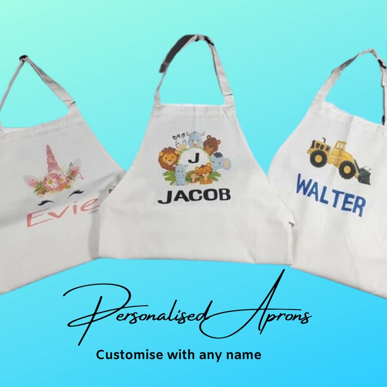 Personalised Rainbow Apron, Rainbow, Kids Apron, Personalised Apron, Personalized Kids Apron, Childrens Apron, Kids Baking Apron, Kids Apron image 3