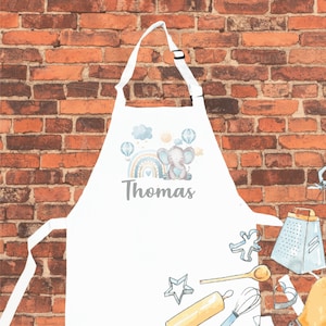 Personalised Apron, Rainbow Apron, Elephant Apron, Personalized Children Apron, Birthday Gift, Apron Custom, Aprons For Kids,