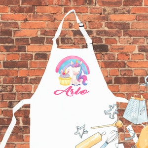Personalised Apron, Rainbow Apron, Unicorn Apron, Personalized Children Apron, Birthday Gift, Apron Custom, Aprons For Kids,