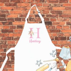 Personalised Pink Initial Letter Apron, Personalised APRON, Personalized Children Apron, Birthday Gift, Apron Custom, Aprons For Kids,