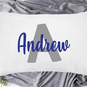 Personalized Pillowcase, Personalised Pillowcase, Custom Pillowcase, Pillowcase for Boy, Custom Pillow Cover, Pillowcase, Blue and Grey name