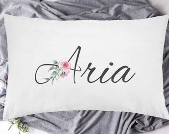 Personalised Pillowcase, Custom Pillowcase,  Pillowcase, Custom Pillow cover, Custom Bedding, Floral Letter Personalised name Pillowcase