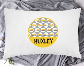Personalised Pillowcase, Custom Pillowcase, Pillowcase for Boy, Custom Pillow Cover, Pillowcase, Custom Bedding, Digger Pillowcase