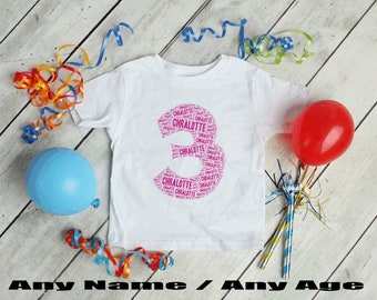 Birthday tshirt, Personalised tshirt, Personalized birthday tshirt, Personalised Birthday T-shirt. Name in Number Birthday T.shirt, custom