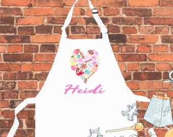 Personalised Apron, Sweet Love Heart Apron, Personalized Apron, Chef Apron, Birthday Gift, Christmas Gift, Apron Custom, Aprons For Kids,