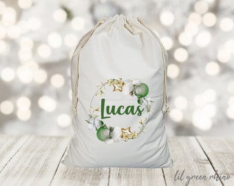 Personalised Santa Sack, Christmas Bag, Personalised Christmas Sack, Personalized Santa Bag, Christmas, Custom Santa Sack, Dark Green Bauble