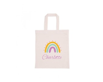 Pesonalized bag, Library Book Bag, Book Tote Bag, Personalized Tote Bag, Tote Bag, Personalized bag, Personalized Children bag, Rainbow bag,