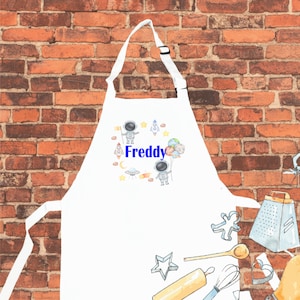 Personalised Apron, Astronaut Childrens Apron, Personalized Apron, Chef Apron, Birthday Gift, Christmas Gift, Apron Custom, Aprons For Kids,