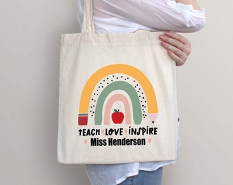 Personalised Teacher bag, Personalised Teacher gift, Custom Teacher Tote Bag, Any Name, Tote Bag, Teacher Gift Book Bag Personalized,