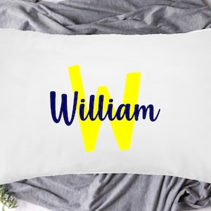 Personalized Pillowcase, Personalised Pillowcase, Custom Pillowcase, Pillowcase for Boy, Custom Pillow Cover, Pillowcase, Yellow and Blue