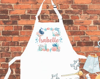 Personalised Apron, Baking Apron, Personalised Dolphin APRON, Personalized Children Apron, Birthday Gift, Apron Custom, Aprons For Kids,