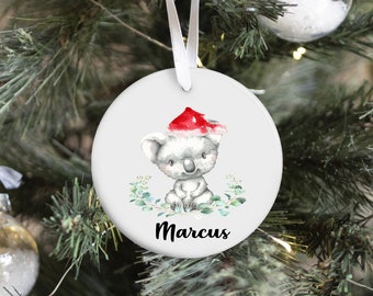 Koala Christmas Decoration, Australiana Christmas, Australian Christmas, Ceramic Christmas Ornament, Personalised Christmas ornament,