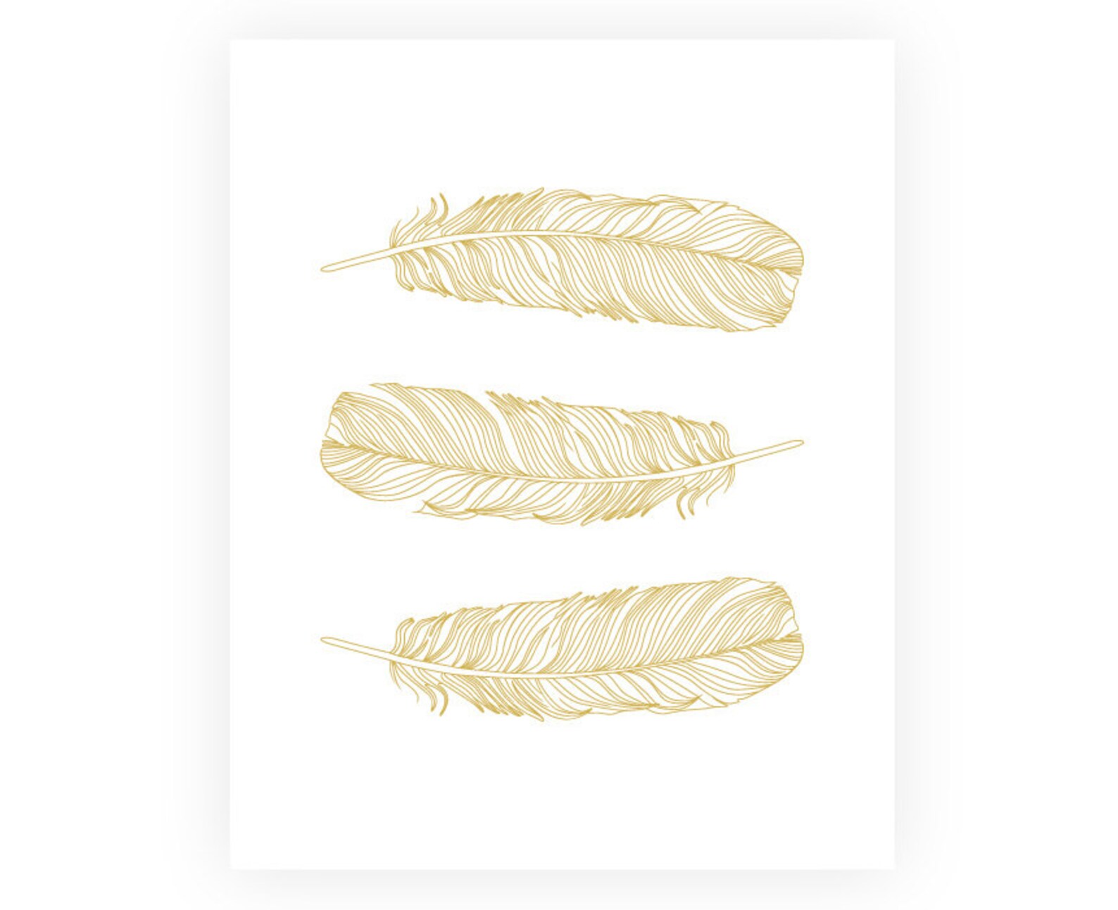 Gold Feather Print Feather Wall Art Gold Feather Wall Art Etsy