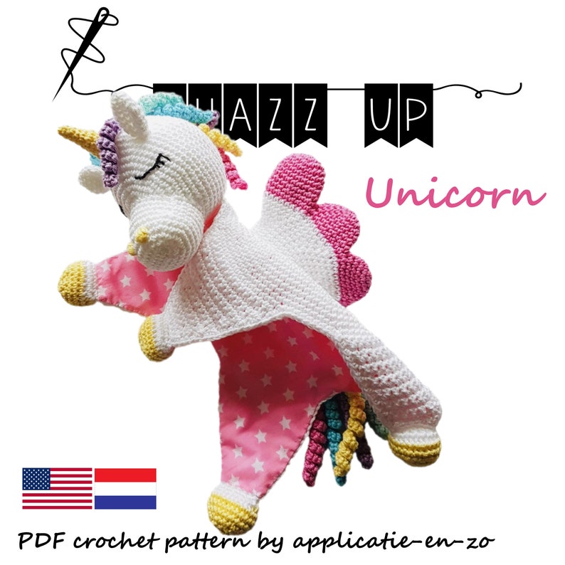 Amigurumi Comforter Cuddle Toy US Dutch| Haakpatroon Knuffeldoekje Eenhoorn Unicorn PDF Security Blanket Crochet pattern Lovey