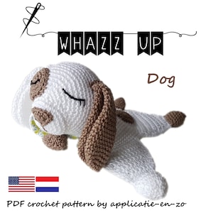 Schema all'uncinetto Lovey | Coperta di sicurezza | Giocattolo da coccolare consolatore Amigurumi | Cane (PDF) USA/olandese| Modello all'uncinetto Cane di stoffa da coccolare