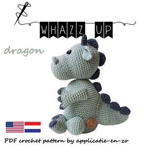Crochet pattern Door stopper | By stop Nursery | Amigurumi | Dragon/ Dino (PDF) US/ Dutch| Crochet pattern Door stopper Dragon / Dino