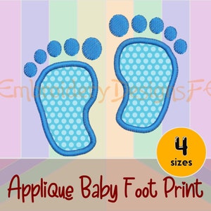 Baby Foot Print Applique Design - 4 sizes - Machine Embroidery Design File