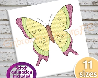 Butterfly Sketch Embroidery Design | 11 Sizes | Low Density | Digital Machine Embroidery File