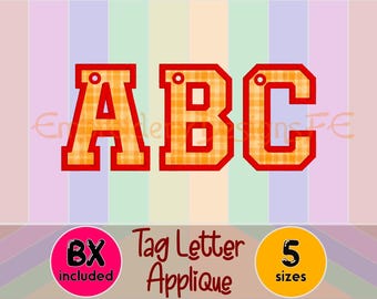Tag Applique Font Design - 5 sizes - BX Included - Machine Embroidery Design File