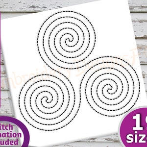 Triple Spiral Quilt Block Embroidery Design - 19 Sizes - Run & Triple Stitch Versions - Quilting Embroidery Designs